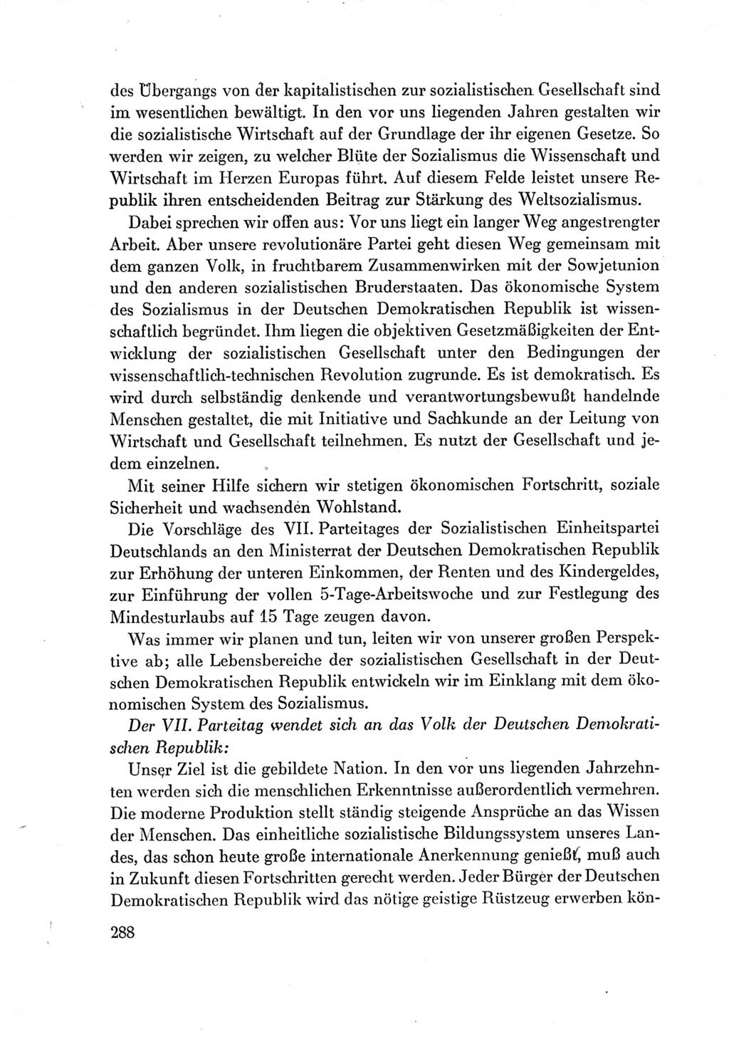 Protokoll der Verhandlungen des Ⅶ. Parteitages der Sozialistischen Einheitspartei Deutschlands (SED) [Deutsche Demokratische Republik (DDR)] 1967, Band Ⅳ, Seite 288 (Prot. Verh. Ⅶ. PT SED DDR 1967, Bd. Ⅳ, S. 288)