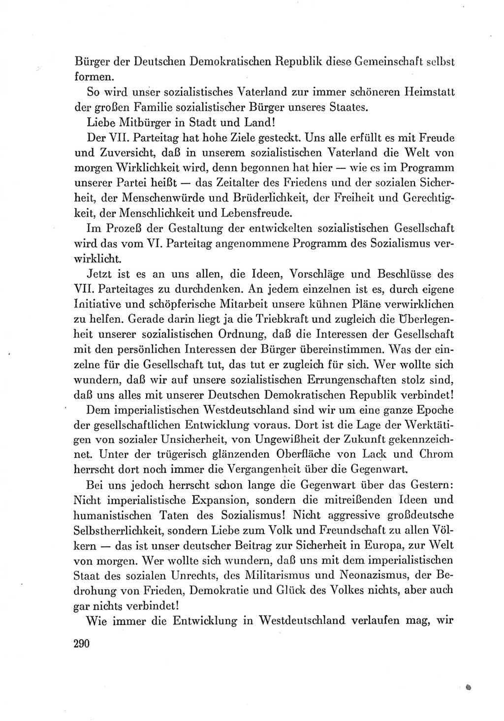 Protokoll der Verhandlungen des Ⅶ. Parteitages der Sozialistischen Einheitspartei Deutschlands (SED) [Deutsche Demokratische Republik (DDR)] 1967, Band Ⅳ, Seite 290 (Prot. Verh. Ⅶ. PT SED DDR 1967, Bd. Ⅳ, S. 290)