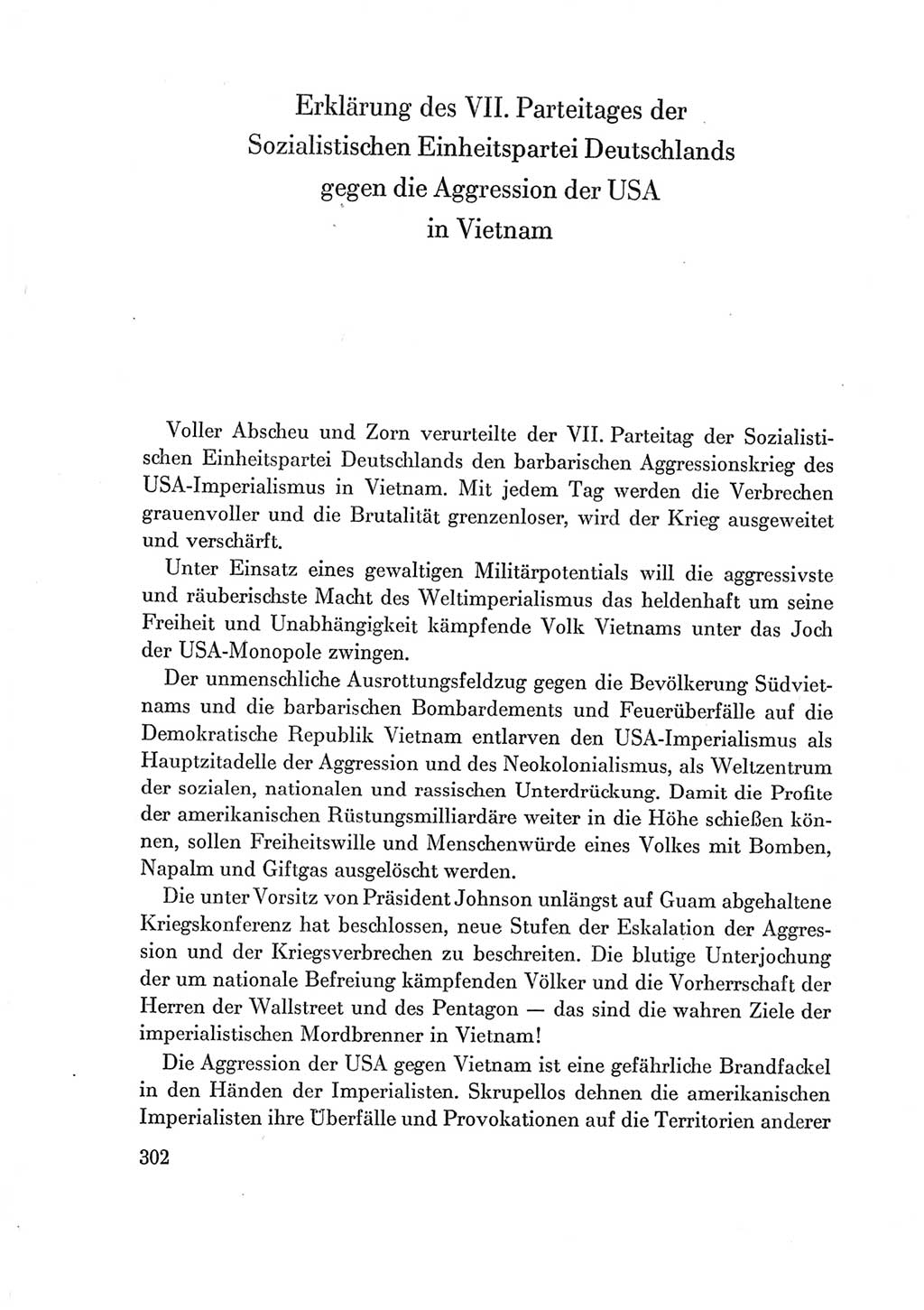 Protokoll der Verhandlungen des Ⅶ. Parteitages der Sozialistischen Einheitspartei Deutschlands (SED) [Deutsche Demokratische Republik (DDR)] 1967, Band Ⅳ, Seite 302 (Prot. Verh. Ⅶ. PT SED DDR 1967, Bd. Ⅳ, S. 302)