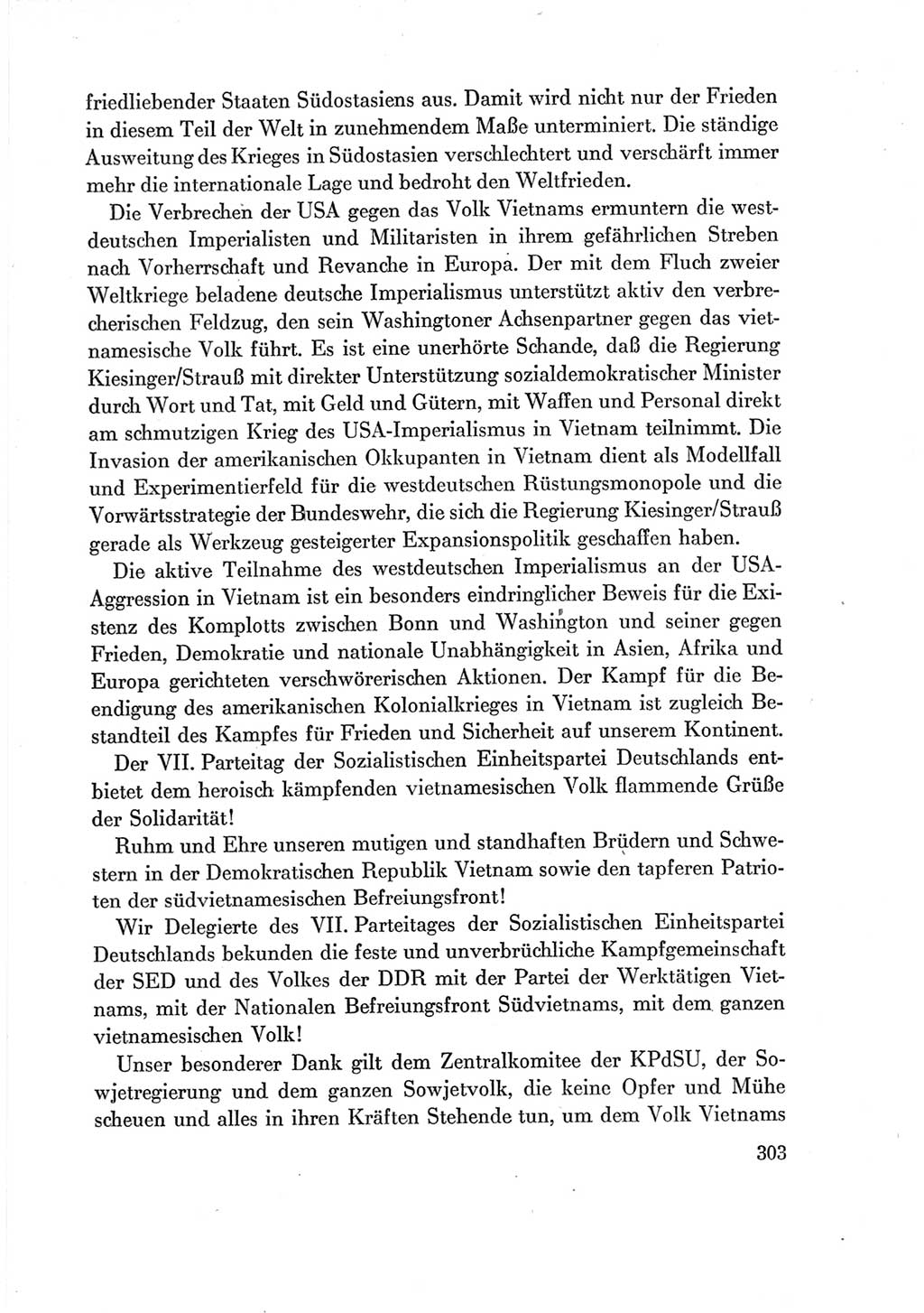 Protokoll der Verhandlungen des Ⅶ. Parteitages der Sozialistischen Einheitspartei Deutschlands (SED) [Deutsche Demokratische Republik (DDR)] 1967, Band Ⅳ, Seite 303 (Prot. Verh. Ⅶ. PT SED DDR 1967, Bd. Ⅳ, S. 303)