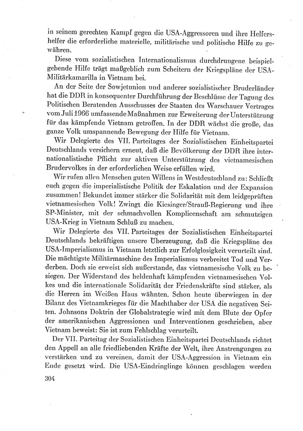 Protokoll der Verhandlungen des Ⅶ. Parteitages der Sozialistischen Einheitspartei Deutschlands (SED) [Deutsche Demokratische Republik (DDR)] 1967, Band Ⅳ, Seite 304 (Prot. Verh. Ⅶ. PT SED DDR 1967, Bd. Ⅳ, S. 304)