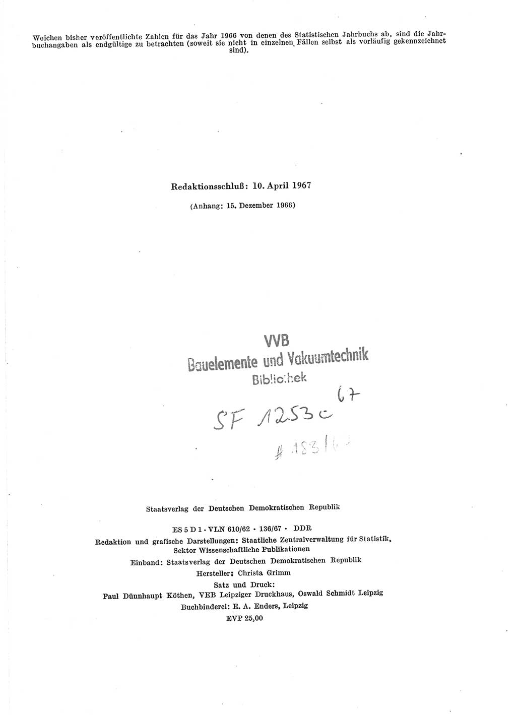 Statistisches Jahrbuch der Deutschen Demokratischen Republik (DDR) 1967, Seite 2 (Stat. Jb. DDR 1967, S. 2)