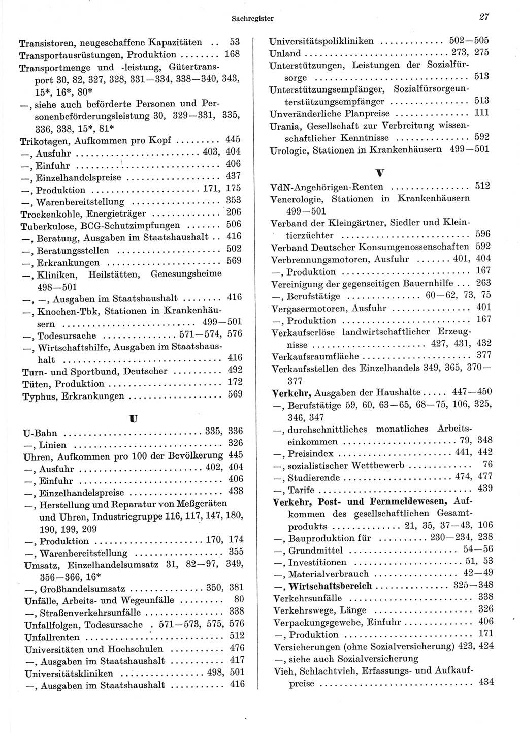 Statistisches Jahrbuch der Deutschen Demokratischen Republik (DDR) 1967, Seite 27 (Stat. Jb. DDR 1967, S. 27)