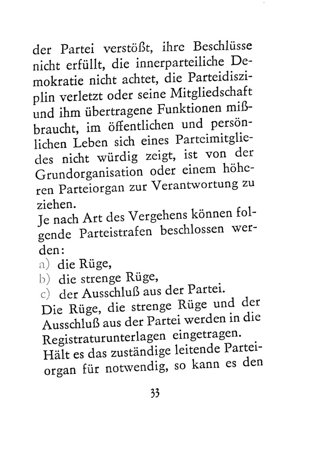 Statut der Sozialistischen Einheitspartei Deutschlands (SED) 1967, Seite 33 (St. SED DDR 1967, S. 33)