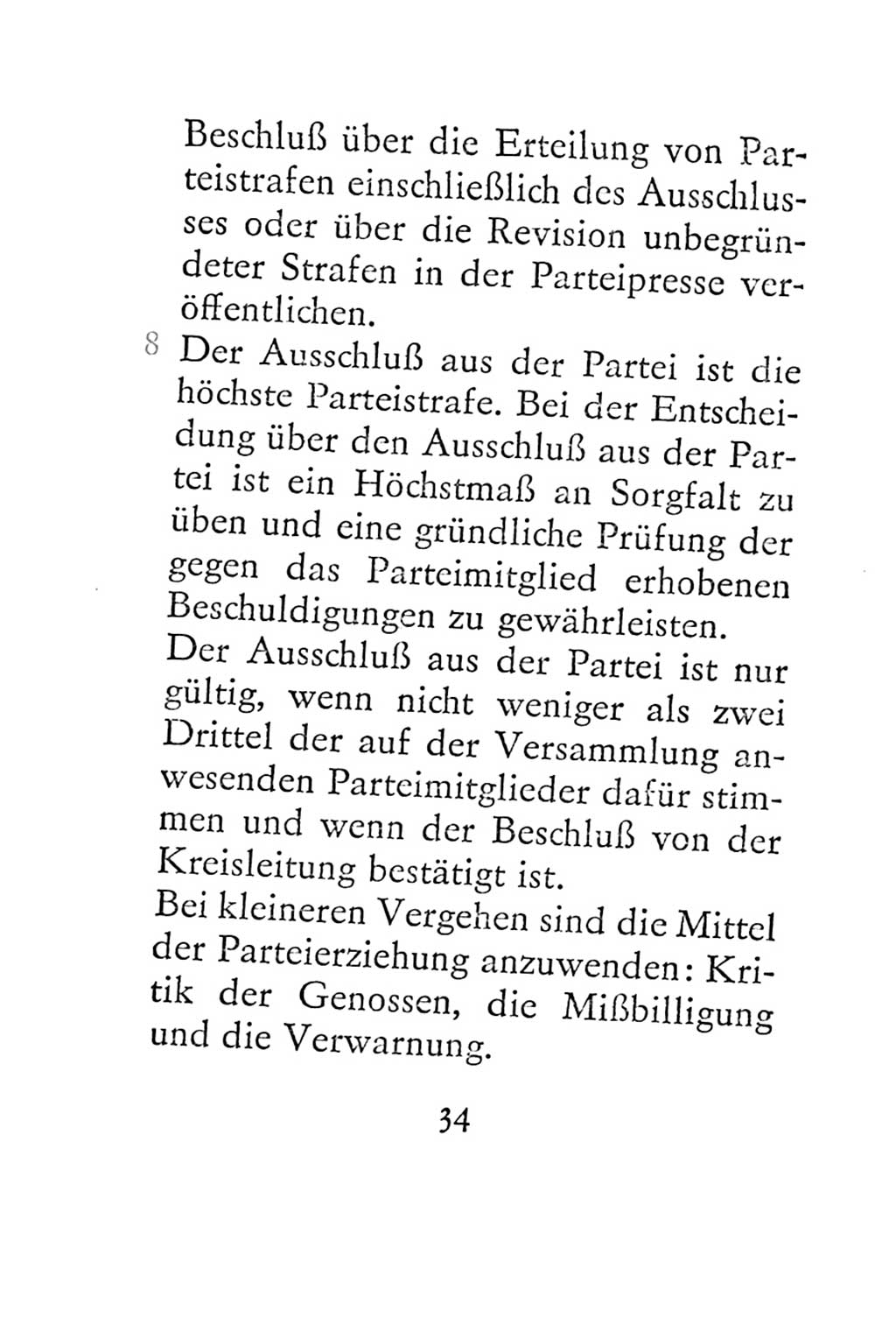 Statut der Sozialistischen Einheitspartei Deutschlands (SED) 1967, Seite 34 (St. SED DDR 1967, S. 34)