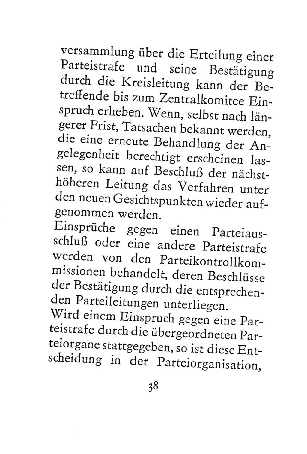 Statut der Sozialistischen Einheitspartei Deutschlands (SED) 1967, Seite 38 (St. SED DDR 1967, S. 38)