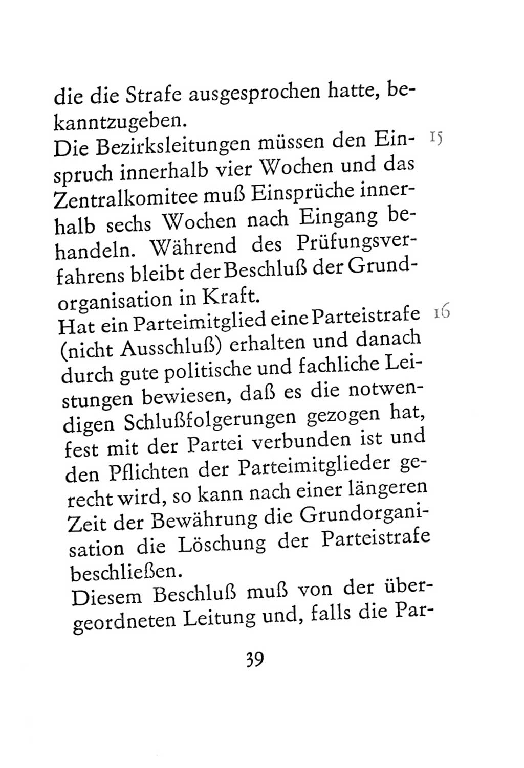 Statut der Sozialistischen Einheitspartei Deutschlands (SED) 1967, Seite 39 (St. SED DDR 1967, S. 39)