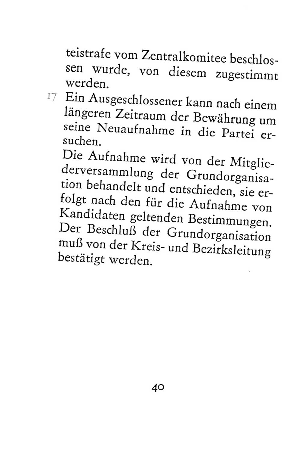 Statut der Sozialistischen Einheitspartei Deutschlands (SED) 1967, Seite 40 (St. SED DDR 1967, S. 40)