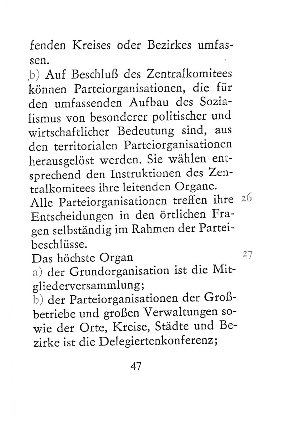 Statut der Sozialistischen Einheitspartei Deutschlands (SED) 1967, Seite 47 (St. SED DDR 1967, S. 47)