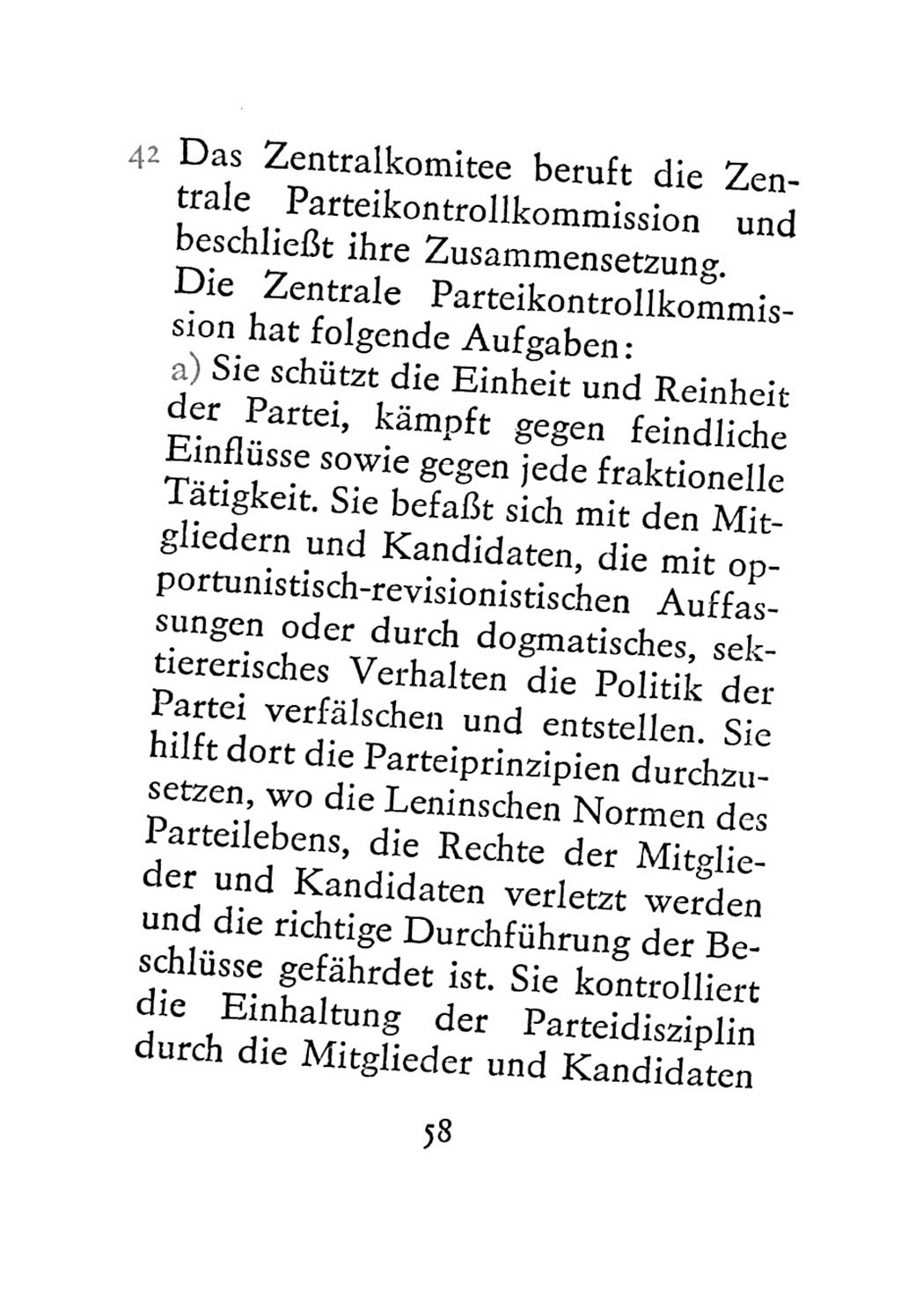 Statut der Sozialistischen Einheitspartei Deutschlands (SED) 1967, Seite 58 (St. SED DDR 1967, S. 58)