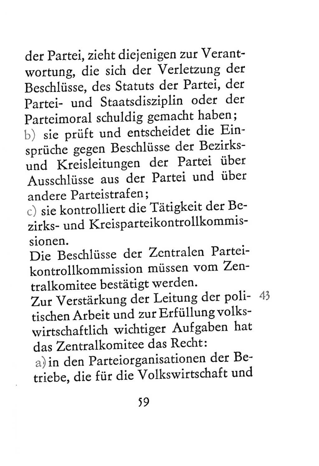 Statut der Sozialistischen Einheitspartei Deutschlands (SED) 1967, Seite 59 (St. SED DDR 1967, S. 59)