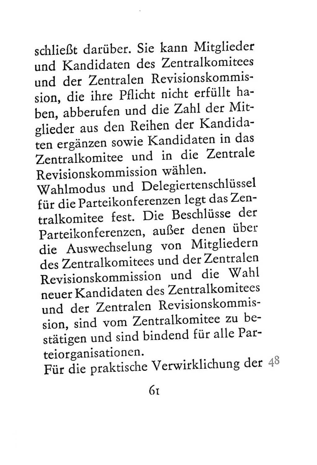 Statut der Sozialistischen Einheitspartei Deutschlands (SED) 1967, Seite 61 (St. SED DDR 1967, S. 61)