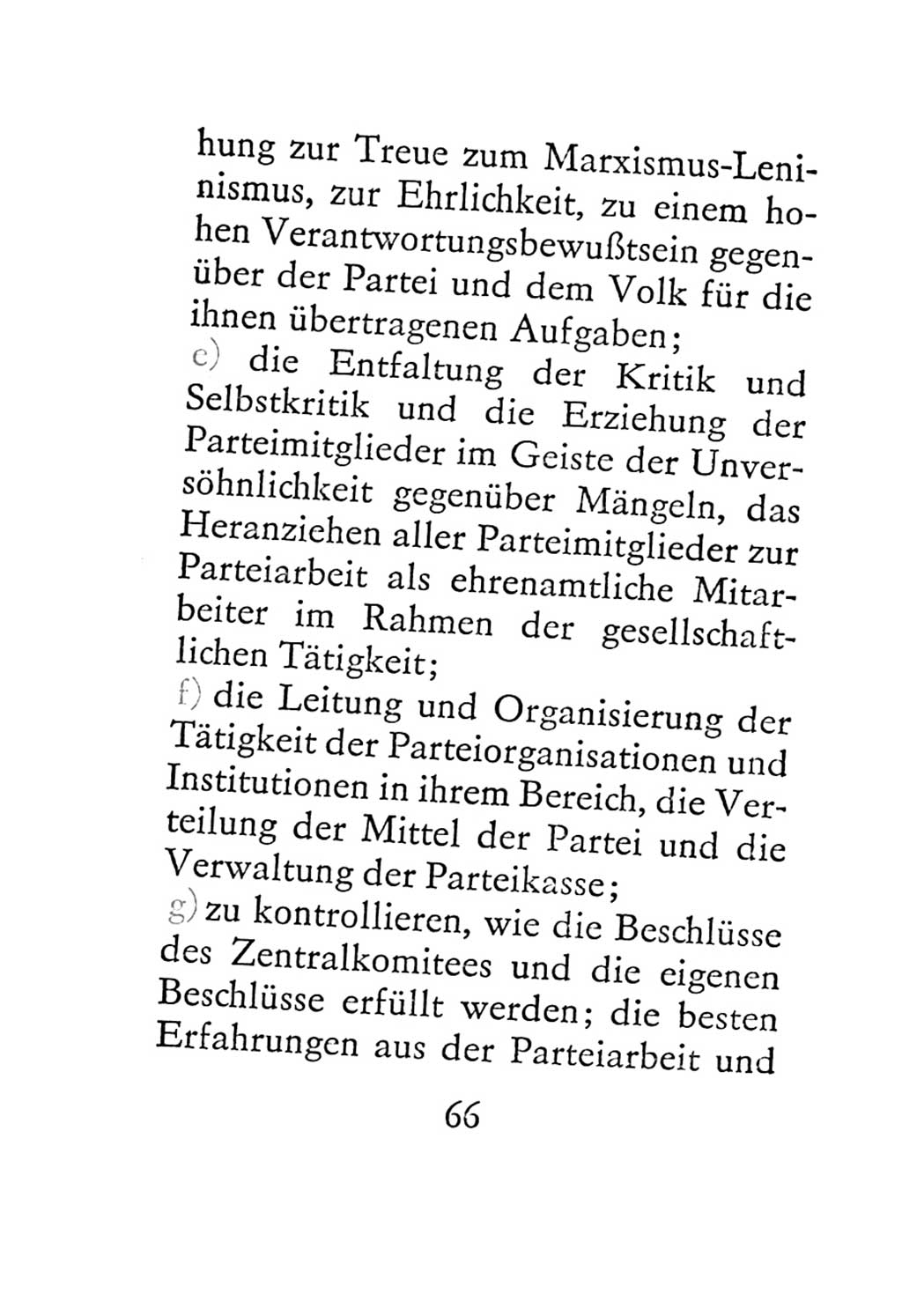 Statut der Sozialistischen Einheitspartei Deutschlands (SED) 1967, Seite 66 (St. SED DDR 1967, S. 66)
