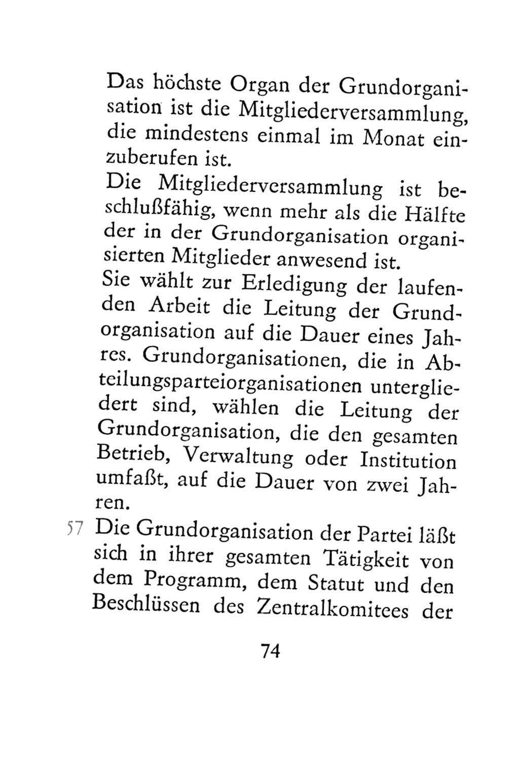 Statut der Sozialistischen Einheitspartei Deutschlands (SED) 1967, Seite 74 (St. SED DDR 1967, S. 74)