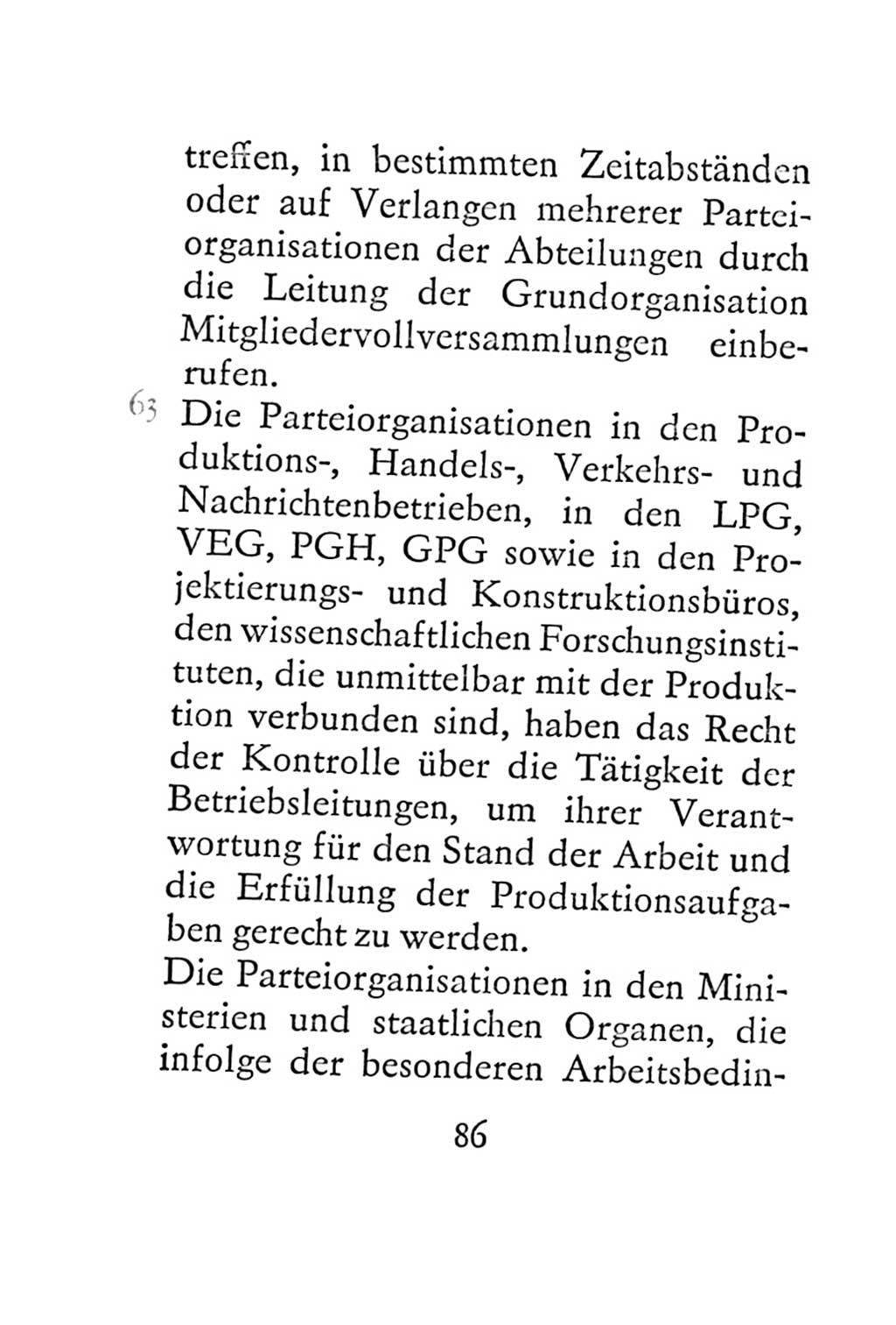 Statut der Sozialistischen Einheitspartei Deutschlands (SED) 1967, Seite 86 (St. SED DDR 1967, S. 86)