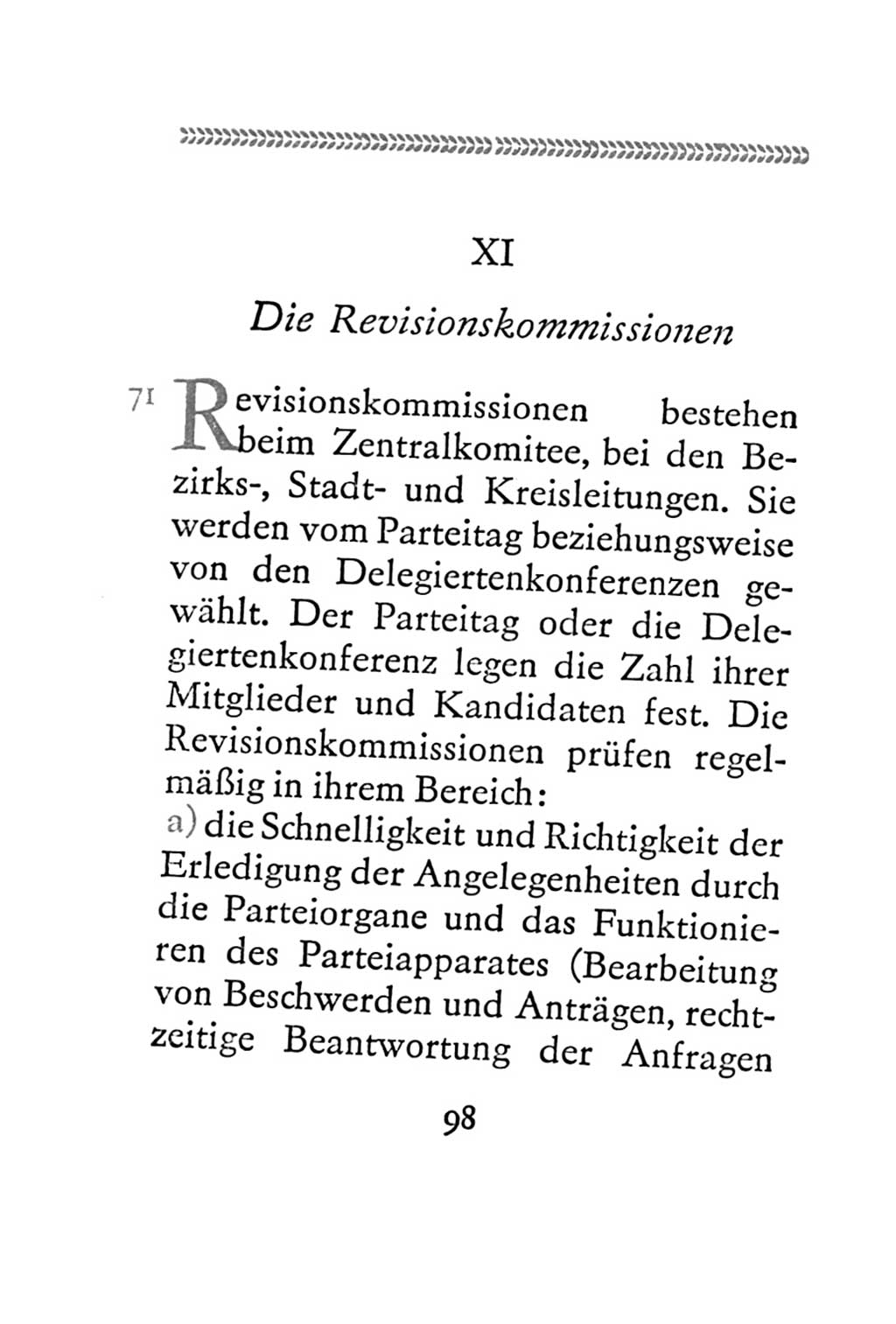 Statut der Sozialistischen Einheitspartei Deutschlands (SED) 1967, Seite 98 (St. SED DDR 1967, S. 98)