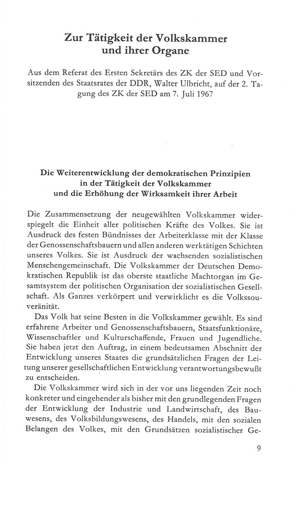 Volkskammer (VK) der Deutschen Demokratischen Republik (DDR) 5. Wahlperiode 1967-1971, Seite 9 (VK. DDR 5. WP. 1967-1971, S. 9)