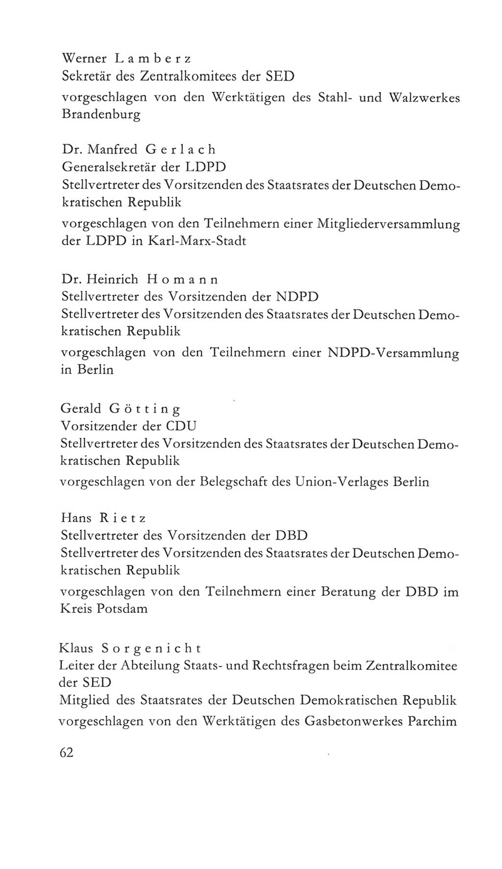 Volkskammer (VK) der Deutschen Demokratischen Republik (DDR) 5. Wahlperiode 1967-1971, Seite 62 (VK. DDR 5. WP. 1967-1971, S. 62)