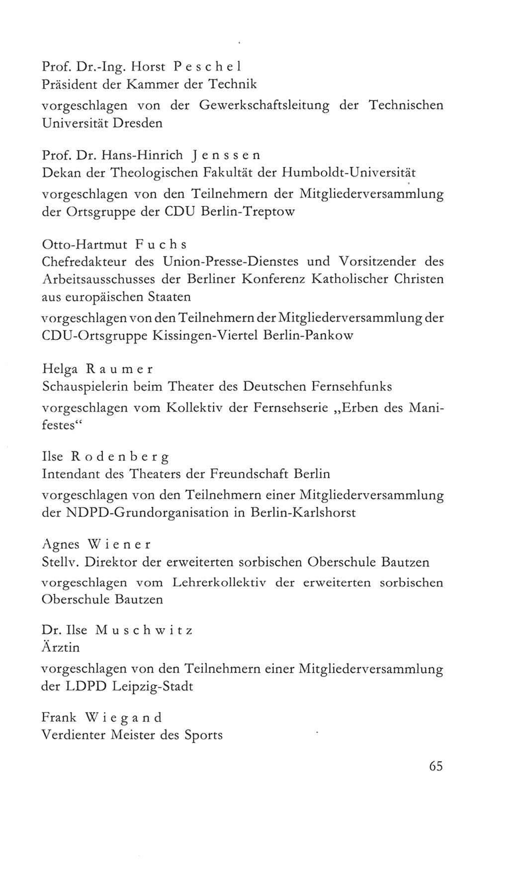 Volkskammer (VK) der Deutschen Demokratischen Republik (DDR) 5. Wahlperiode 1967-1971, Seite 65 (VK. DDR 5. WP. 1967-1971, S. 65)