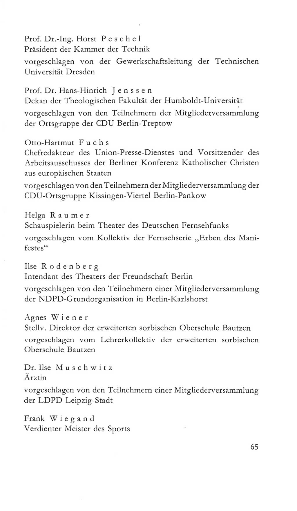 Volkskammer (VK) der Deutschen Demokratischen Republik (DDR) 5. Wahlperiode 1967-1971, Seite 65 (VK. DDR 5. WP. 1967-1971, S. 65)