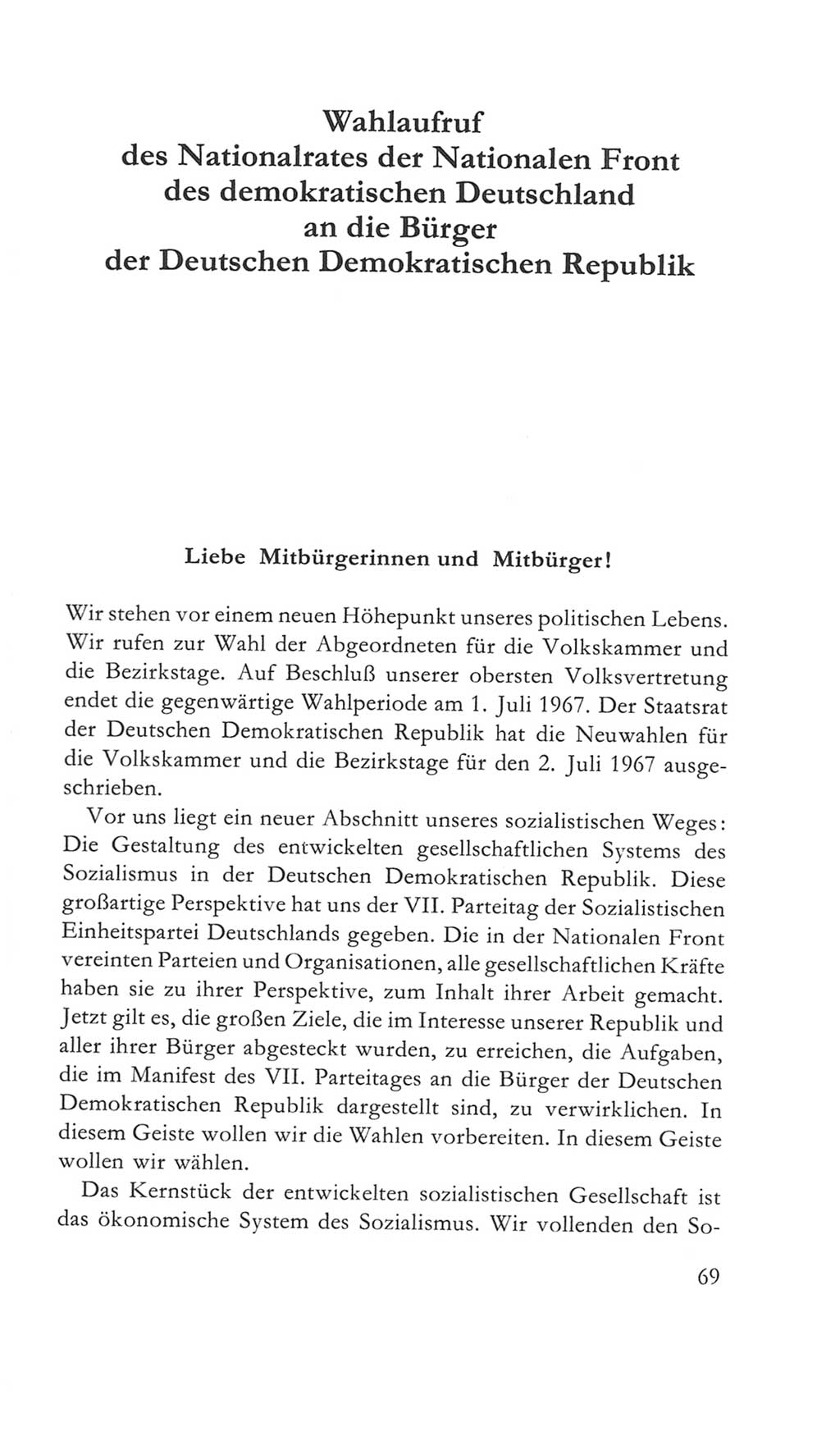 Volkskammer (VK) der Deutschen Demokratischen Republik (DDR) 5. Wahlperiode 1967-1971, Seite 69 (VK. DDR 5. WP. 1967-1971, S. 69)
