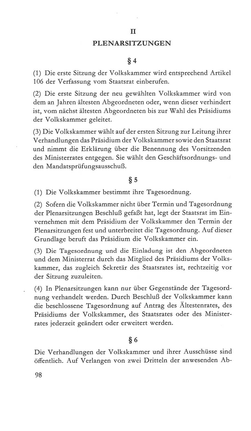 Volkskammer (VK) der Deutschen Demokratischen Republik (DDR) 5. Wahlperiode 1967-1971, Seite 98 (VK. DDR 5. WP. 1967-1971, S. 98)