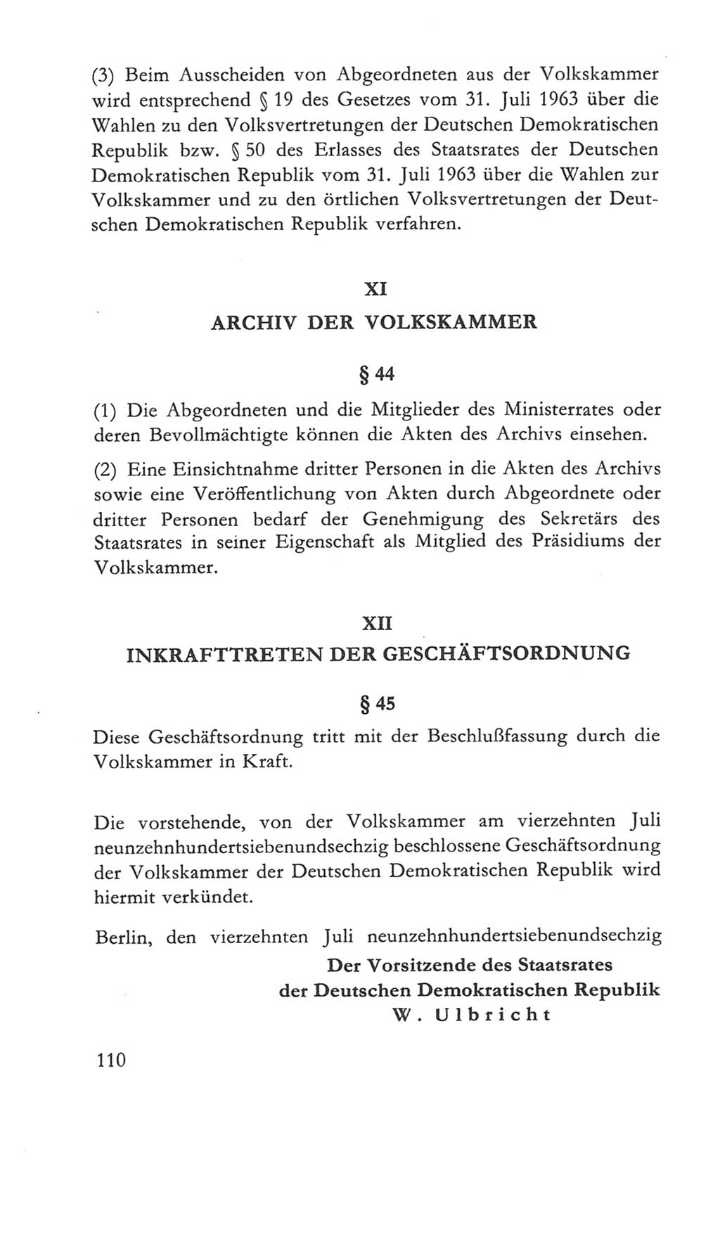 Volkskammer (VK) der Deutschen Demokratischen Republik (DDR) 5. Wahlperiode 1967-1971, Seite 110 (VK. DDR 5. WP. 1967-1971, S. 110)