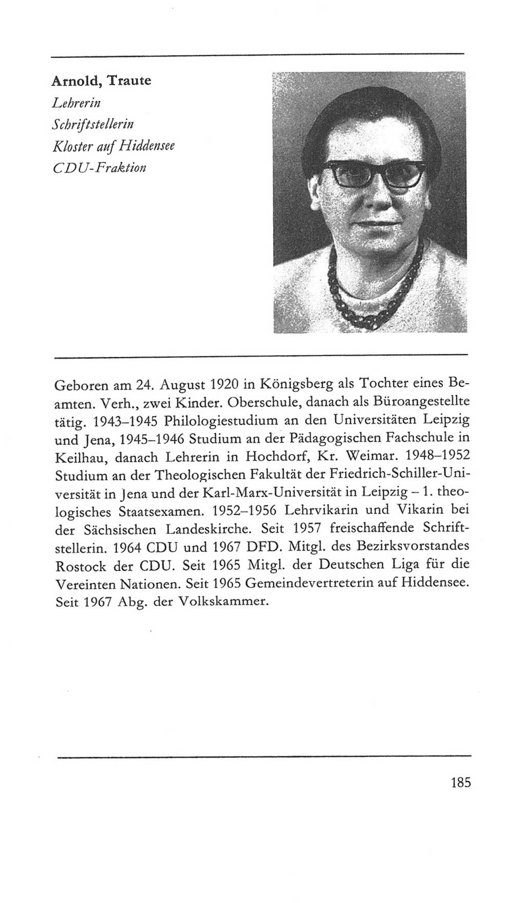 Volkskammer (VK) der Deutschen Demokratischen Republik (DDR) 5. Wahlperiode 1967-1971, Seite 185 (VK. DDR 5. WP. 1967-1971, S. 185)