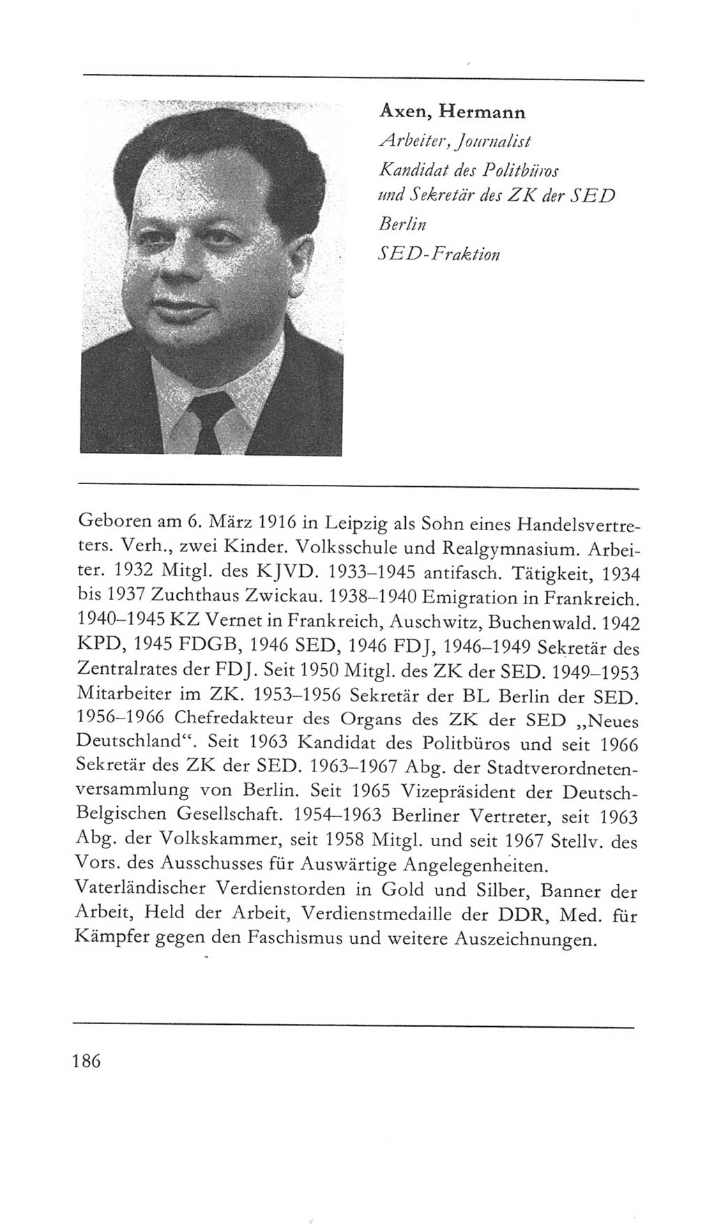 Volkskammer (VK) der Deutschen Demokratischen Republik (DDR) 5. Wahlperiode 1967-1971, Seite 186 (VK. DDR 5. WP. 1967-1971, S. 186)