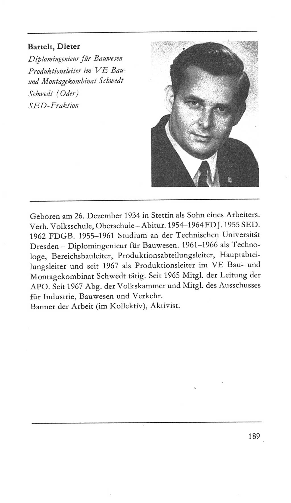 Volkskammer (VK) der Deutschen Demokratischen Republik (DDR) 5. Wahlperiode 1967-1971, Seite 189 (VK. DDR 5. WP. 1967-1971, S. 189)