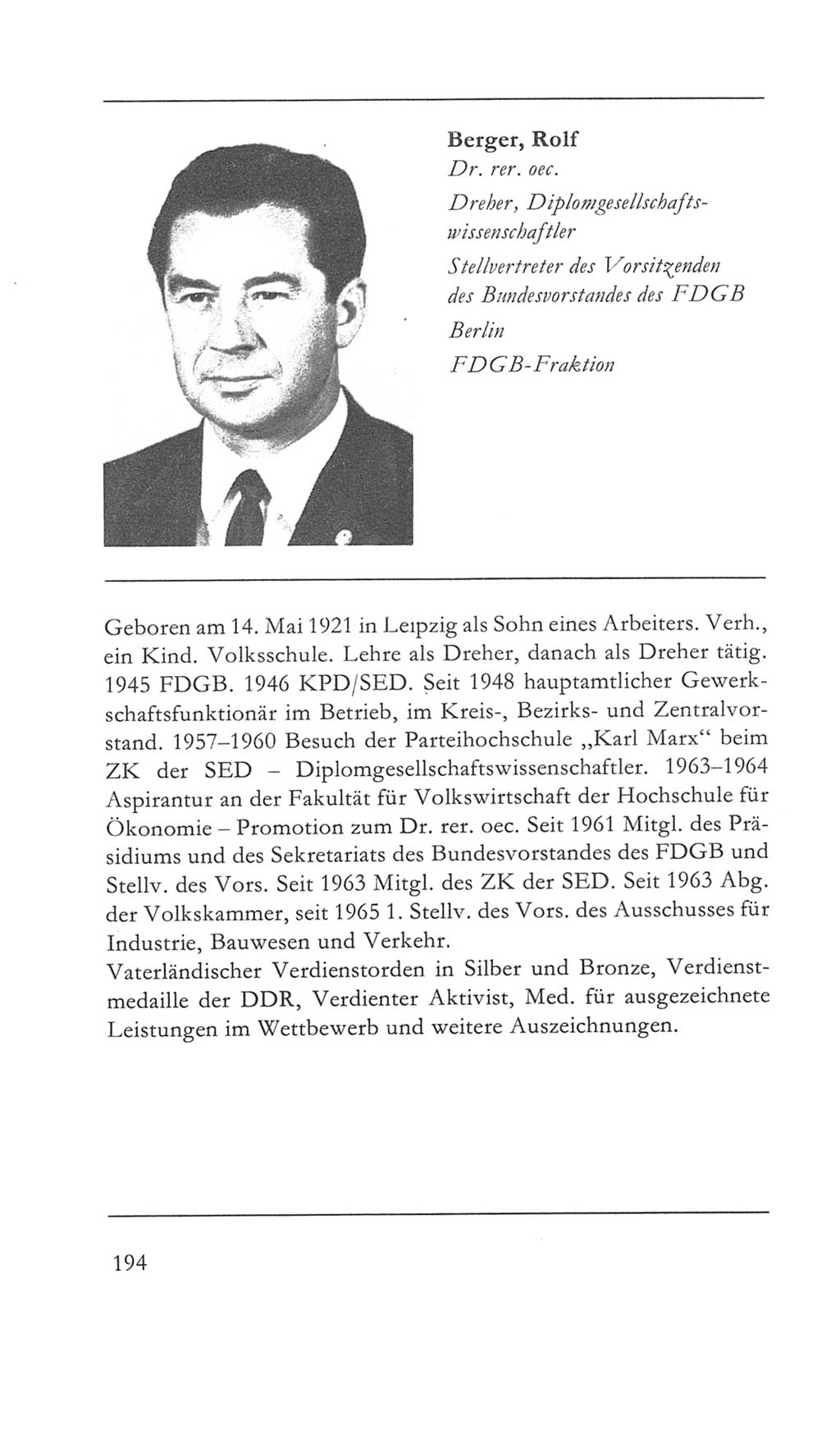 Volkskammer (VK) der Deutschen Demokratischen Republik (DDR) 5. Wahlperiode 1967-1971, Seite 194 (VK. DDR 5. WP. 1967-1971, S. 194)