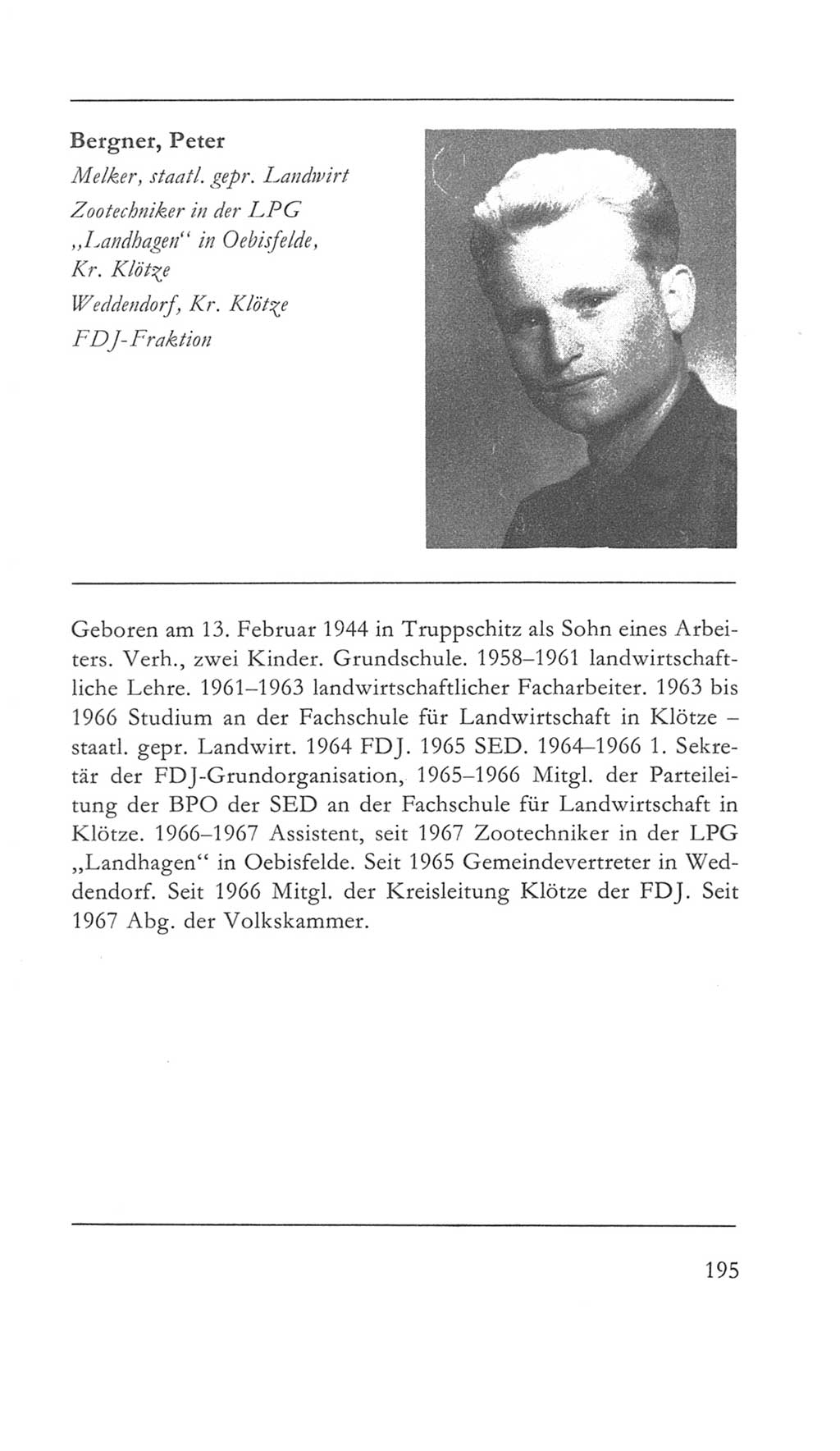 Volkskammer (VK) der Deutschen Demokratischen Republik (DDR) 5. Wahlperiode 1967-1971, Seite 195 (VK. DDR 5. WP. 1967-1971, S. 195)