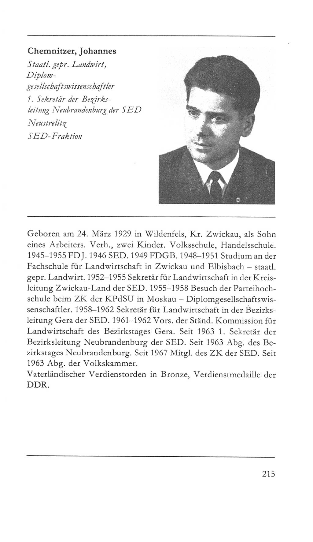 Volkskammer (VK) der Deutschen Demokratischen Republik (DDR) 5. Wahlperiode 1967-1971, Seite 215 (VK. DDR 5. WP. 1967-1971, S. 215)