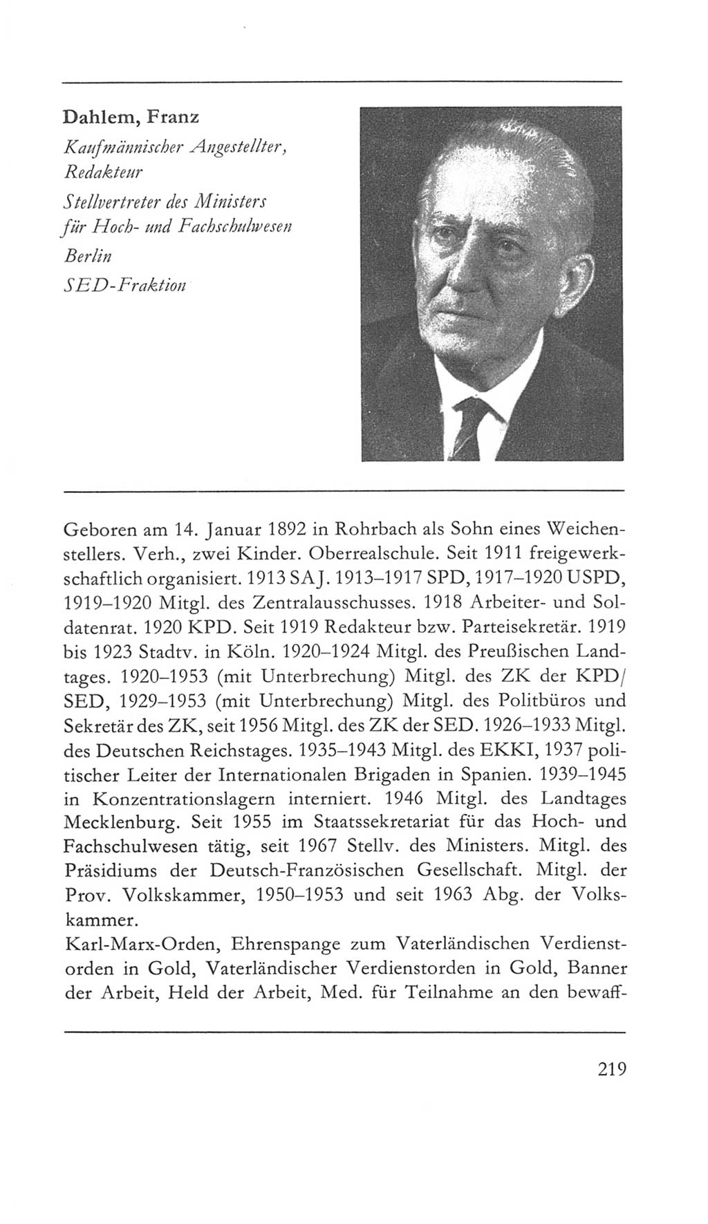 Volkskammer (VK) der Deutschen Demokratischen Republik (DDR) 5. Wahlperiode 1967-1971, Seite 219 (VK. DDR 5. WP. 1967-1971, S. 219)