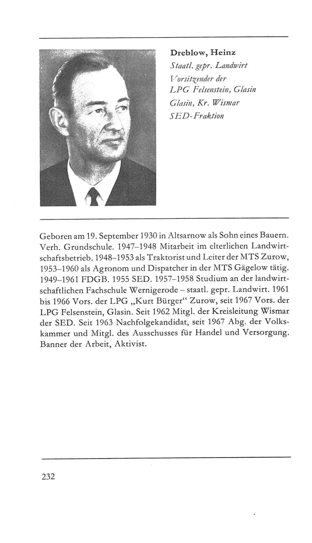Volkskammer (VK) der Deutschen Demokratischen Republik (DDR) 5. Wahlperiode 1967-1971, Seite 232 (VK. DDR 5. WP. 1967-1971, S. 232)