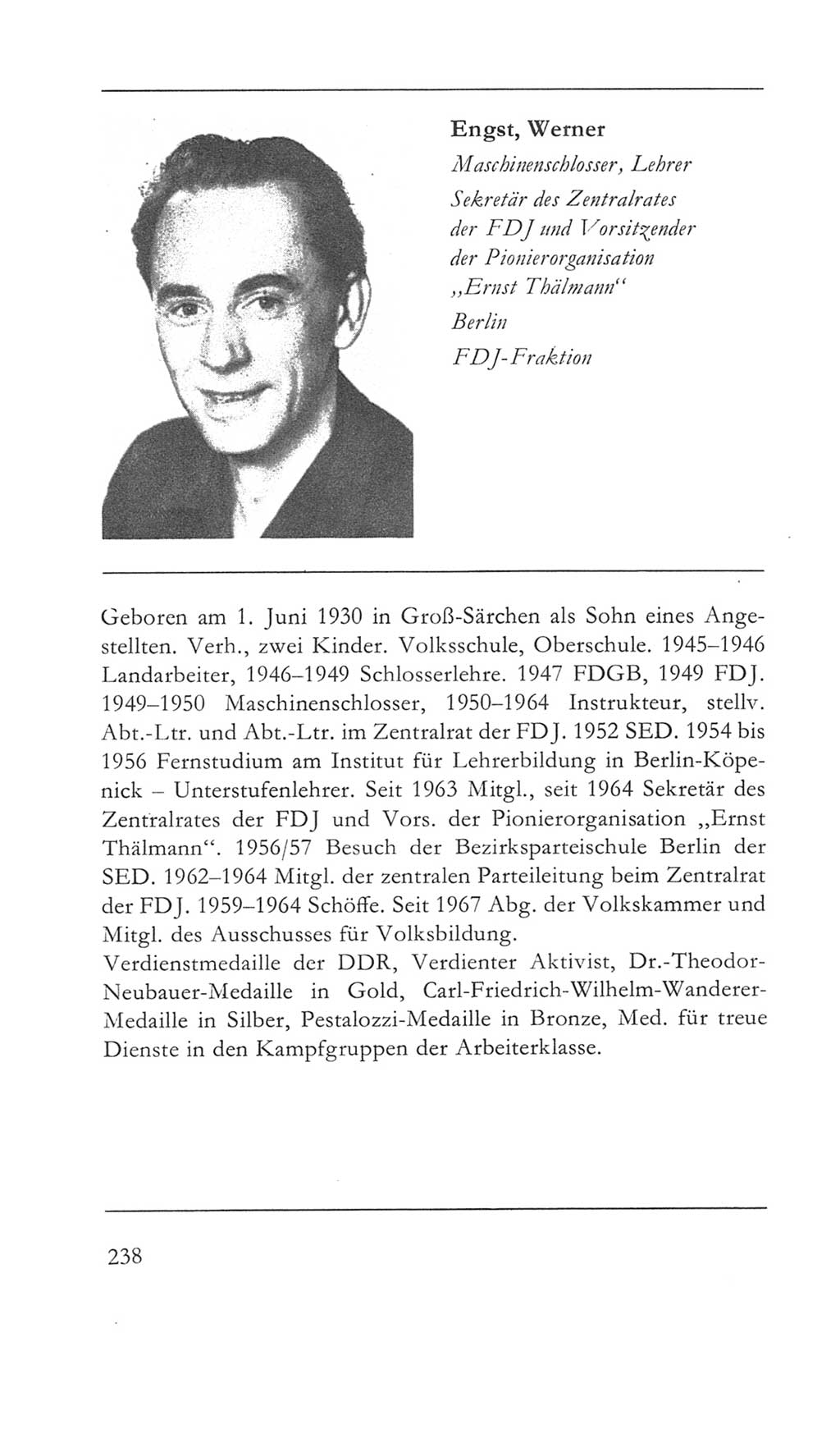 Volkskammer (VK) der Deutschen Demokratischen Republik (DDR) 5. Wahlperiode 1967-1971, Seite 238 (VK. DDR 5. WP. 1967-1971, S. 238)