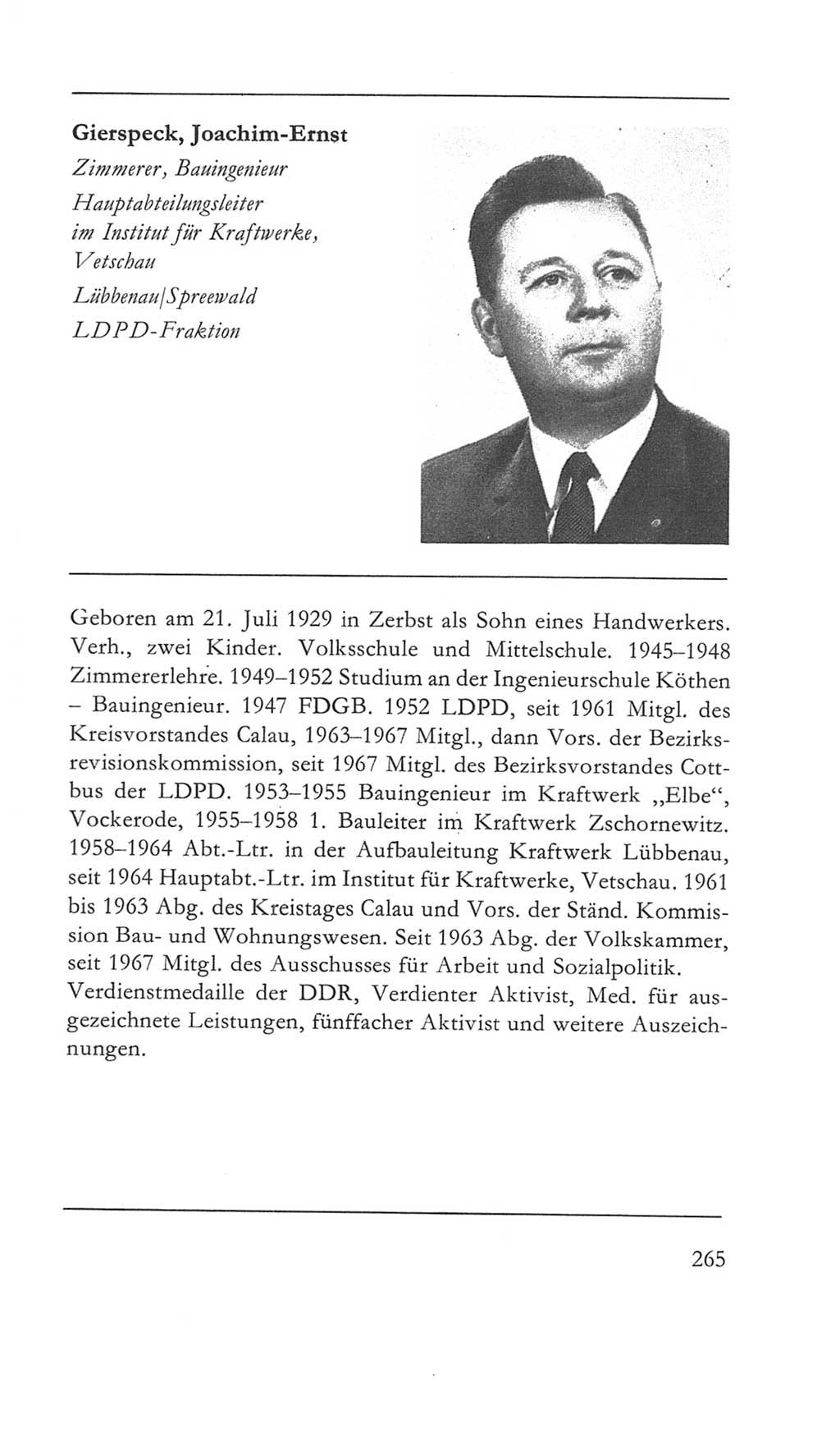 Volkskammer (VK) der Deutschen Demokratischen Republik (DDR) 5. Wahlperiode 1967-1971, Seite 265 (VK. DDR 5. WP. 1967-1971, S. 265)