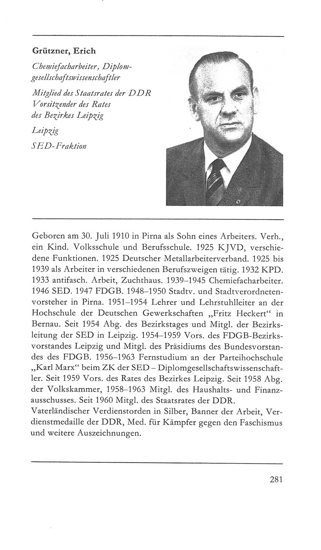 Volkskammer (VK) der Deutschen Demokratischen Republik (DDR) 5. Wahlperiode 1967-1971, Seite 281 (VK. DDR 5. WP. 1967-1971, S. 281)