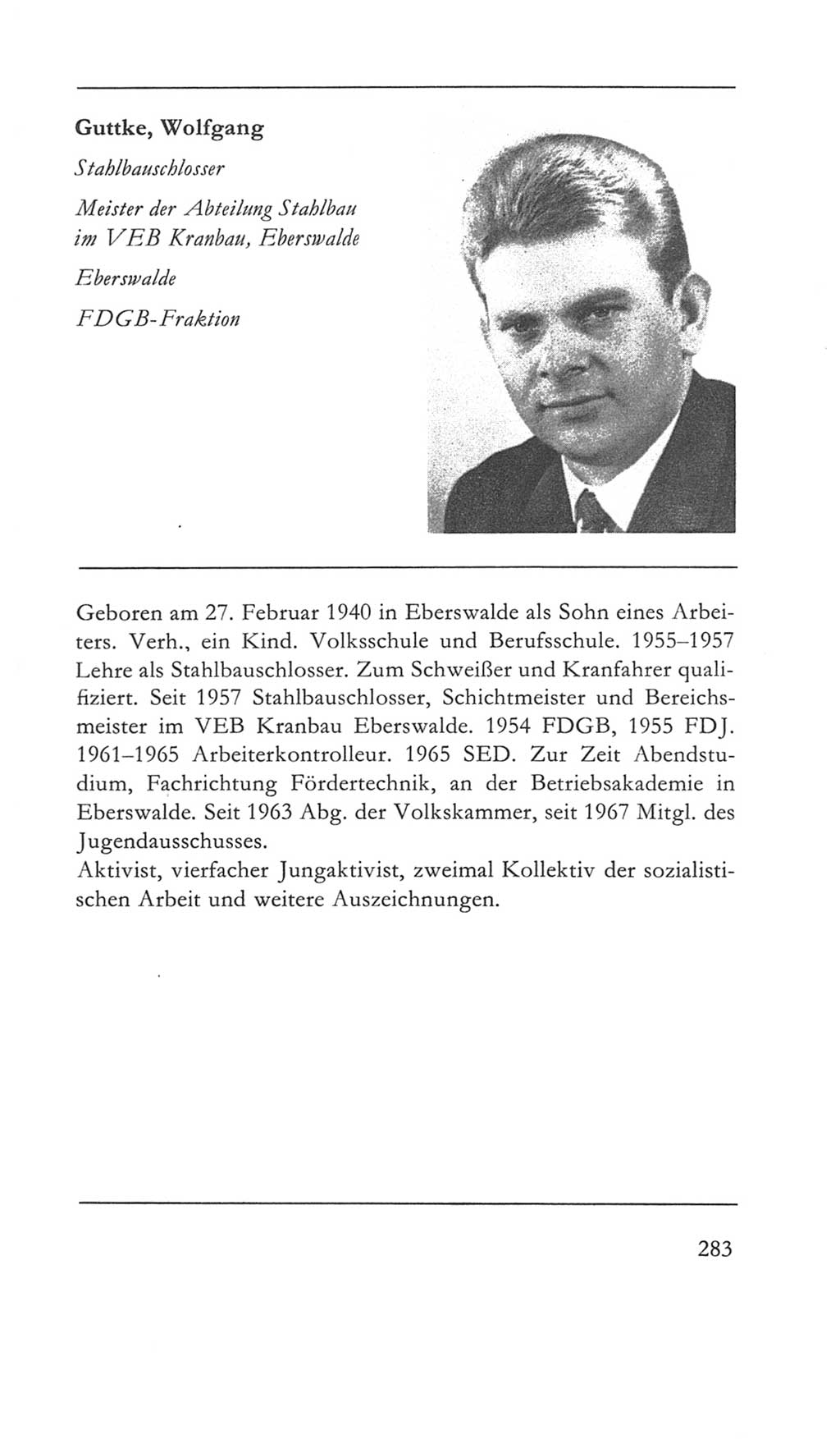 Volkskammer (VK) der Deutschen Demokratischen Republik (DDR) 5. Wahlperiode 1967-1971, Seite 283 (VK. DDR 5. WP. 1967-1971, S. 283)