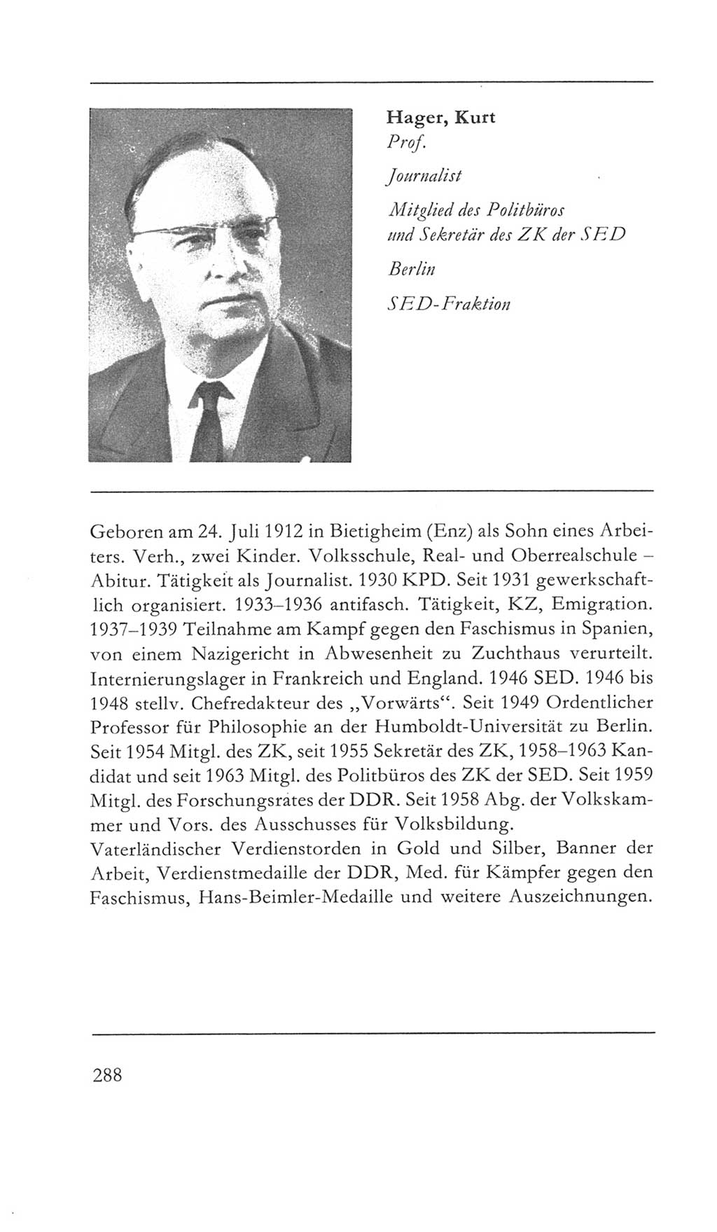Volkskammer (VK) der Deutschen Demokratischen Republik (DDR) 5. Wahlperiode 1967-1971, Seite 288 (VK. DDR 5. WP. 1967-1971, S. 288)