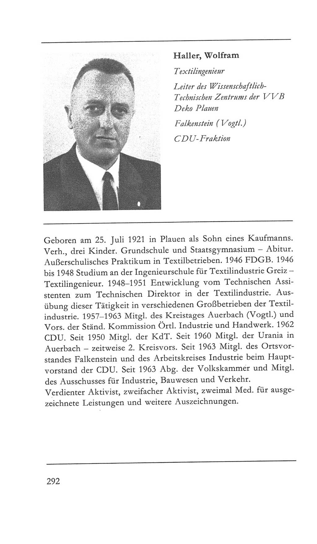 Volkskammer (VK) der Deutschen Demokratischen Republik (DDR) 5. Wahlperiode 1967-1971, Seite 292 (VK. DDR 5. WP. 1967-1971, S. 292)