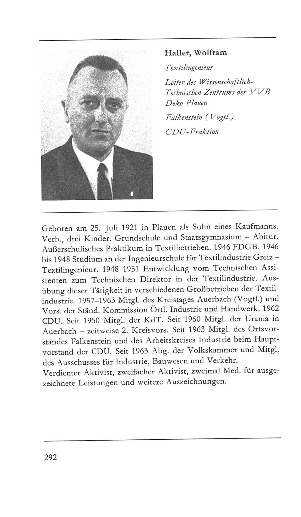 Volkskammer (VK) der Deutschen Demokratischen Republik (DDR) 5. Wahlperiode 1967-1971, Seite 292 (VK. DDR 5. WP. 1967-1971, S. 292)