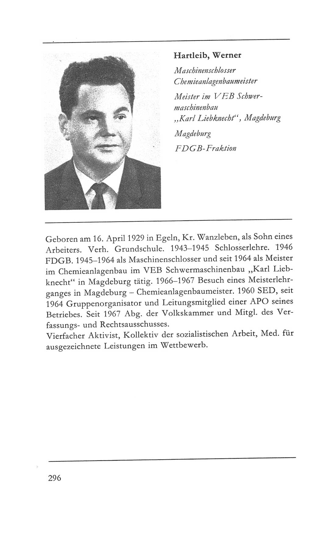 Volkskammer (VK) der Deutschen Demokratischen Republik (DDR) 5. Wahlperiode 1967-1971, Seite 296 (VK. DDR 5. WP. 1967-1971, S. 296)