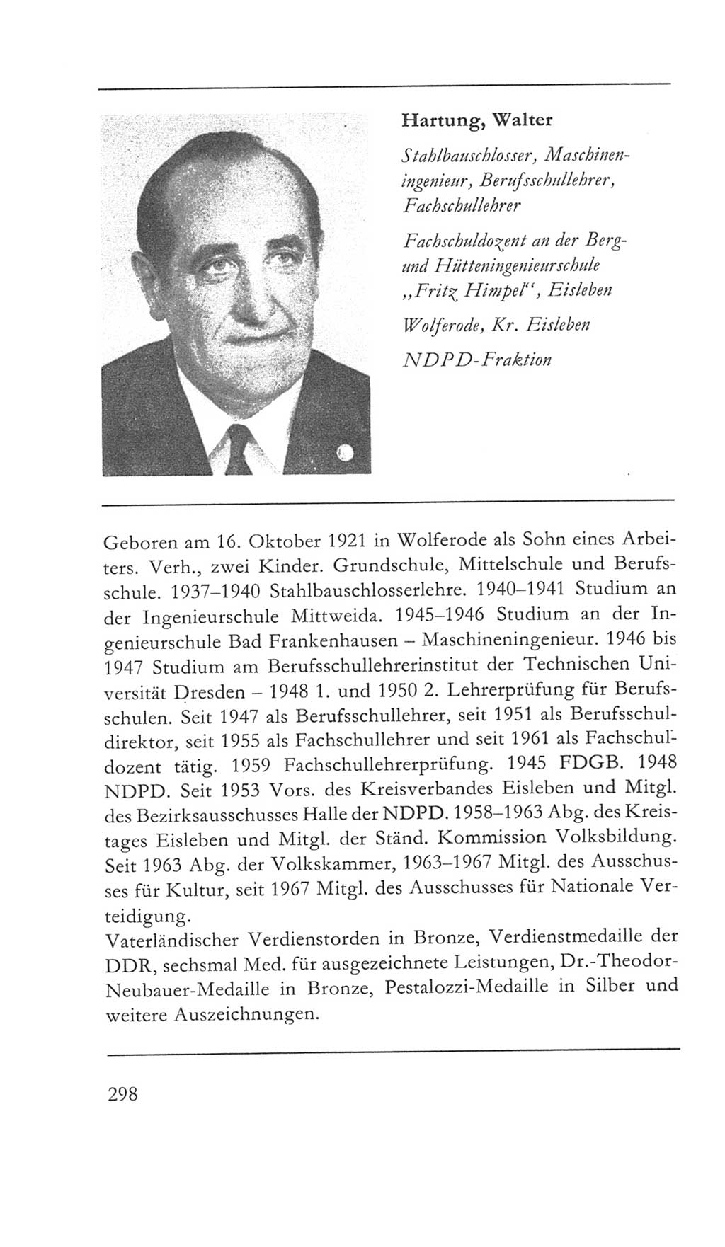 Volkskammer (VK) der Deutschen Demokratischen Republik (DDR) 5. Wahlperiode 1967-1971, Seite 298 (VK. DDR 5. WP. 1967-1971, S. 298)