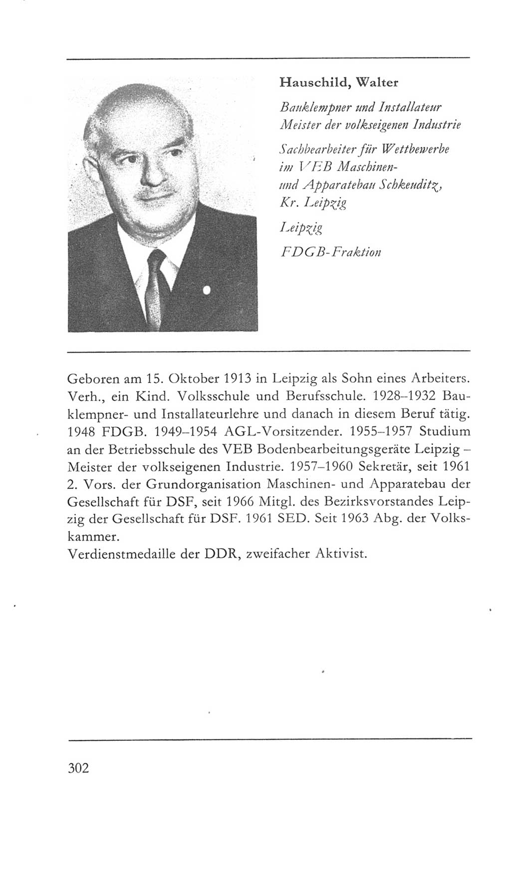 Volkskammer (VK) der Deutschen Demokratischen Republik (DDR) 5. Wahlperiode 1967-1971, Seite 302 (VK. DDR 5. WP. 1967-1971, S. 302)