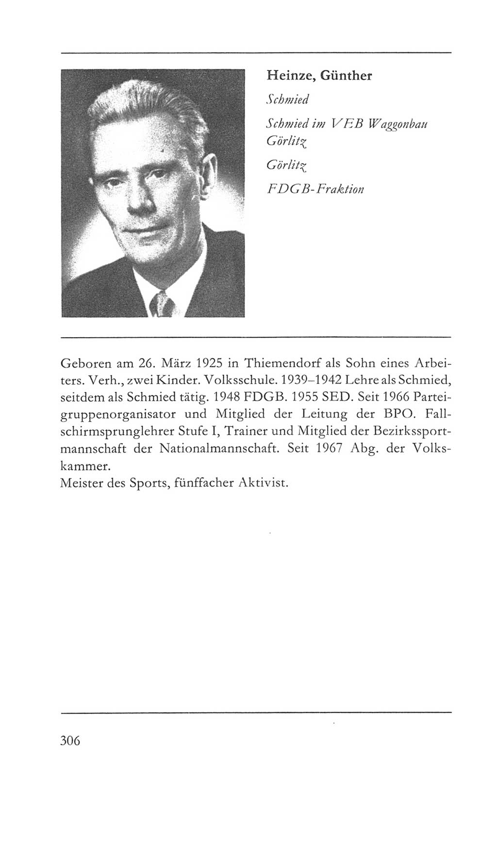 Volkskammer (VK) der Deutschen Demokratischen Republik (DDR) 5. Wahlperiode 1967-1971, Seite 306 (VK. DDR 5. WP. 1967-1971, S. 306)