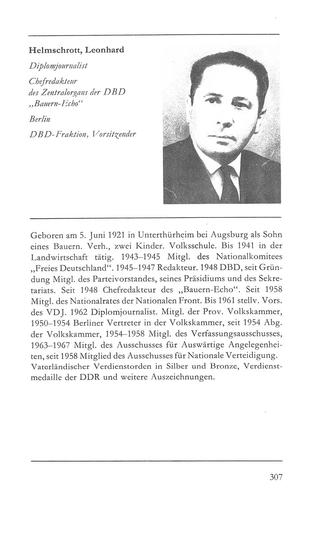 Volkskammer (VK) der Deutschen Demokratischen Republik (DDR) 5. Wahlperiode 1967-1971, Seite 307 (VK. DDR 5. WP. 1967-1971, S. 307)