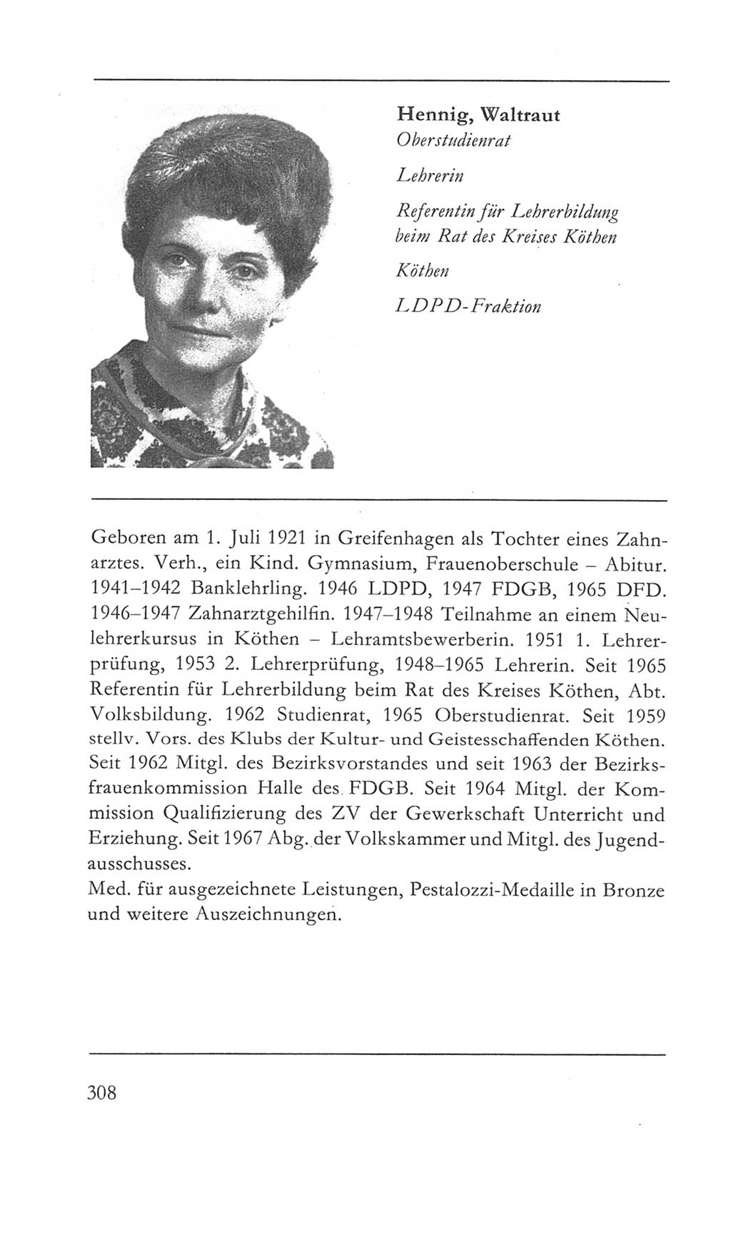Volkskammer (VK) der Deutschen Demokratischen Republik (DDR) 5. Wahlperiode 1967-1971, Seite 308 (VK. DDR 5. WP. 1967-1971, S. 308)