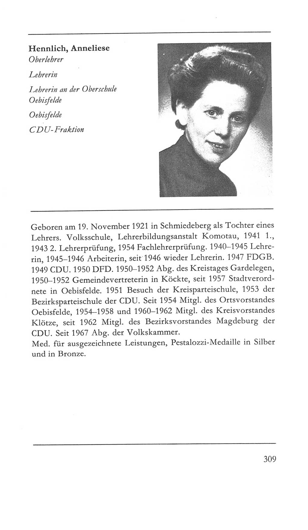 Volkskammer (VK) der Deutschen Demokratischen Republik (DDR) 5. Wahlperiode 1967-1971, Seite 309 (VK. DDR 5. WP. 1967-1971, S. 309)