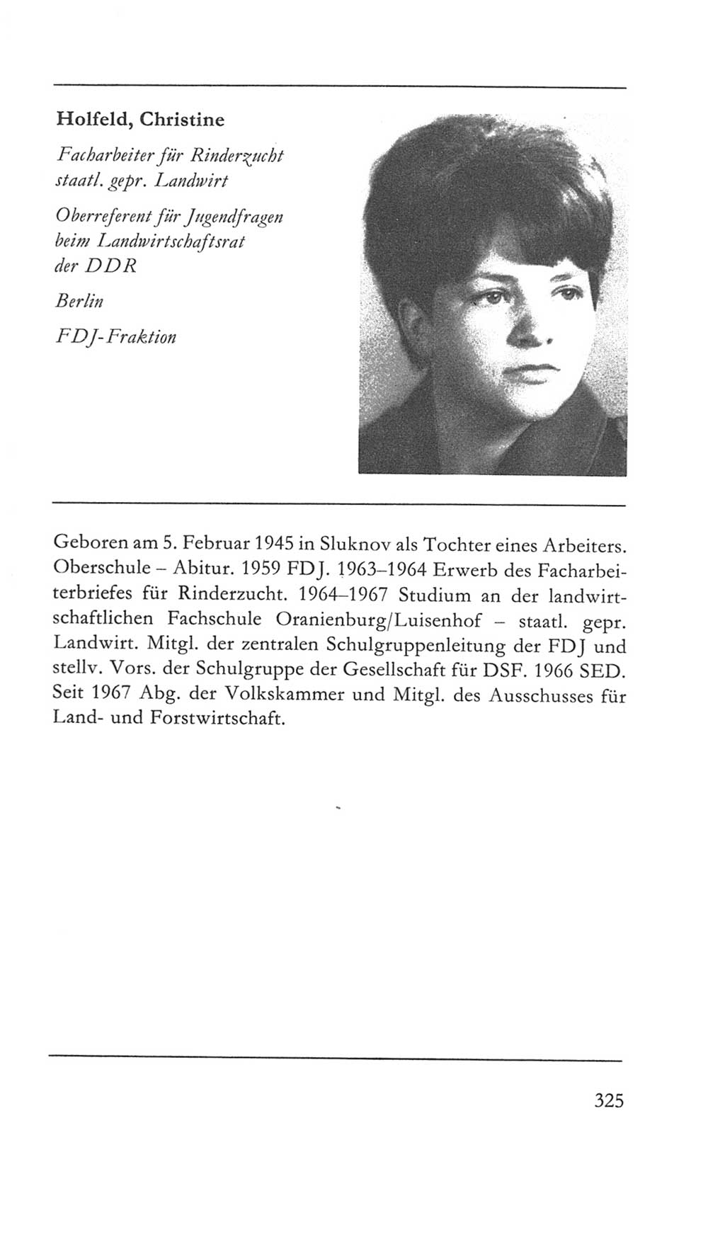 Volkskammer (VK) der Deutschen Demokratischen Republik (DDR) 5. Wahlperiode 1967-1971, Seite 325 (VK. DDR 5. WP. 1967-1971, S. 325)